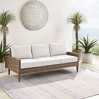 Crosley Furniture KO70194BR-CR Capella Outdoor Wicker Sofa, Brown with Creme Cushions | Amazon (US)