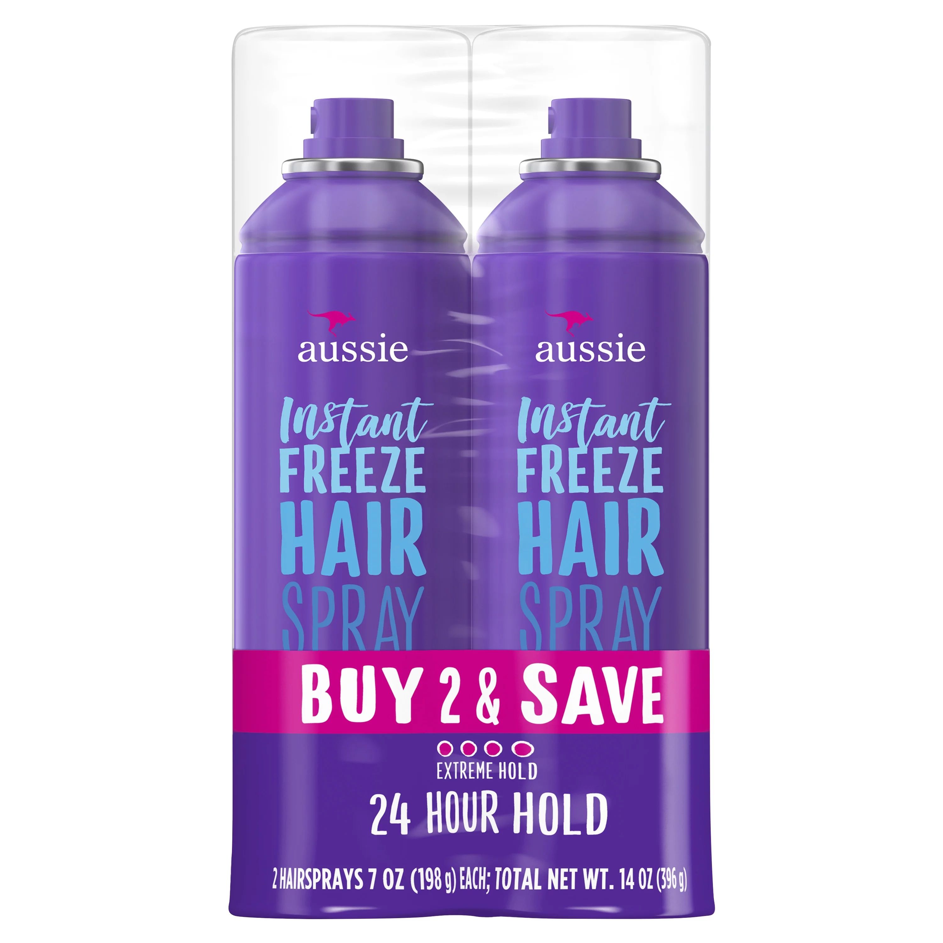 Aussie Instant Freeze with Jojoba & Sea Kelp Hairspray, 7.0 oz Twin Pack | Walmart (US)