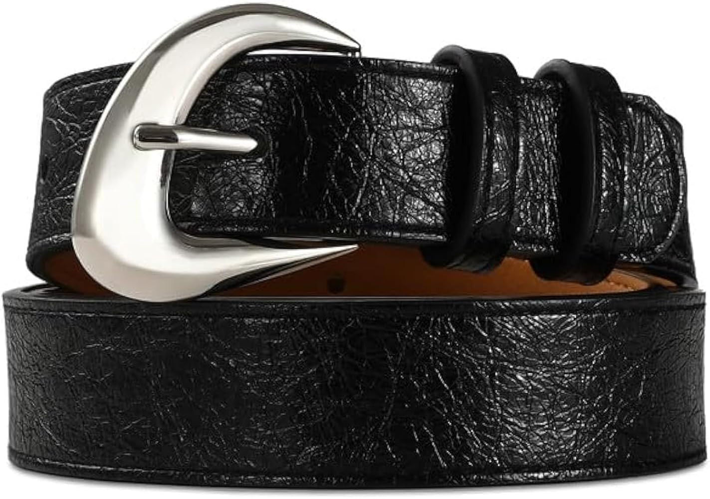Women's Brown Belt Trend Belt with Gold Buckle Fashion Leather Waist Belt for Jeans Pants | Amazon (US)
