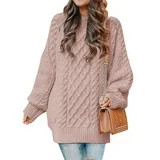 MOSHU Oversized Sweaters for Women Cable Knit Chunky Pullover Sweater | Walmart (US)