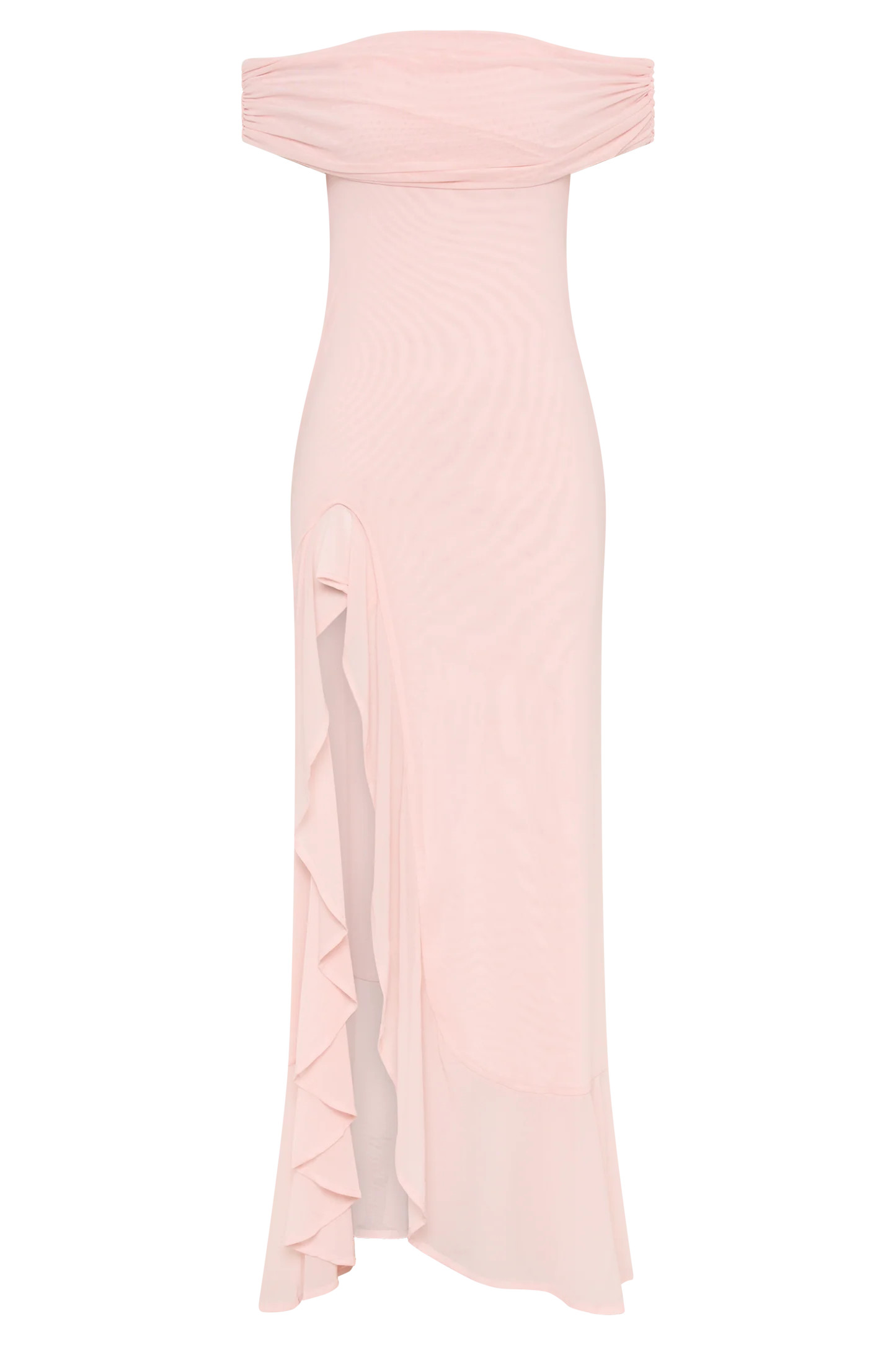 Audrey Off Shoulder Mesh Maxi Dress - Pale Pink | Meshki (APAC)