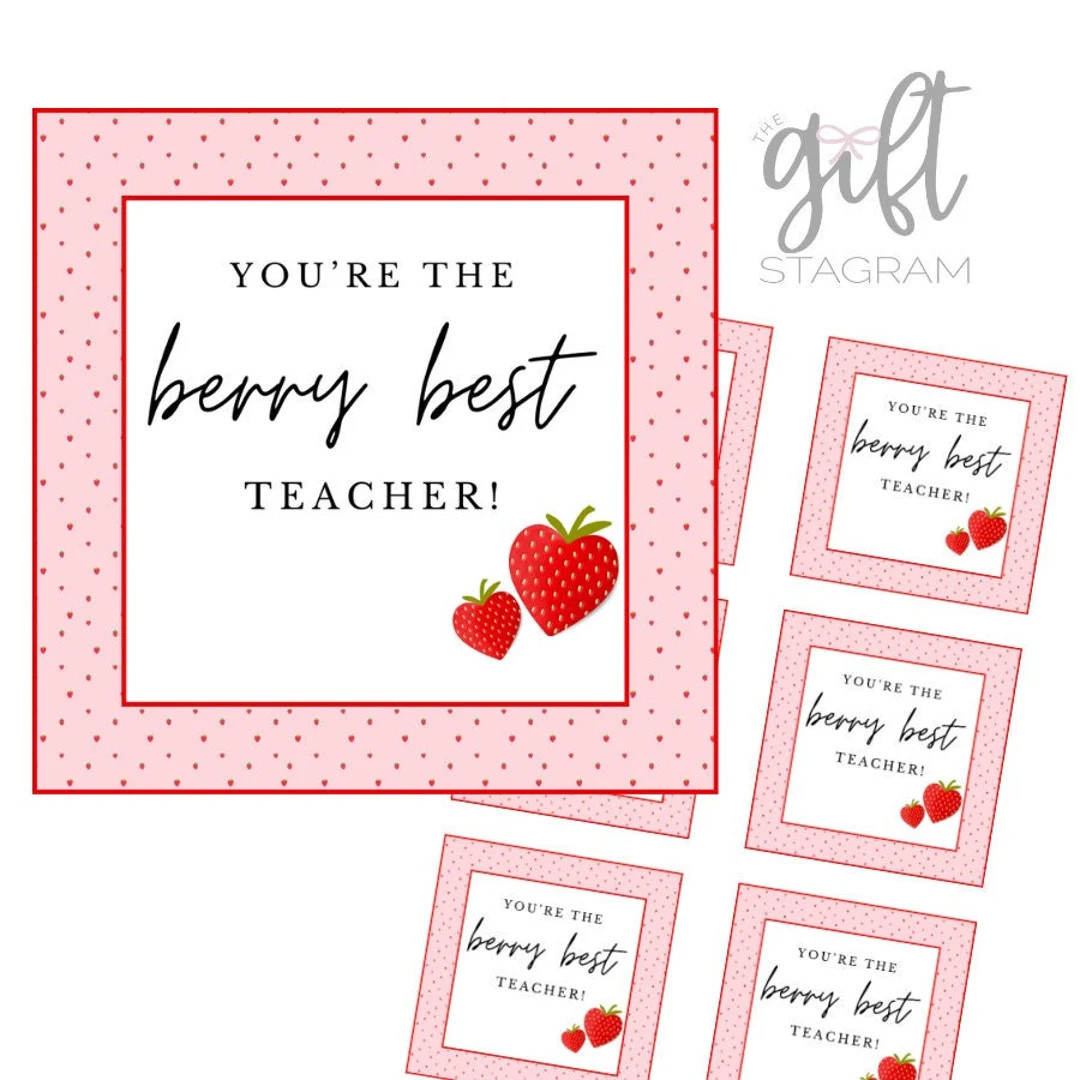 Berry Best Teacher Gift Tag DIGITAL DOWNLOAD Teacher Appreciation Gift Tag Teacher Gift Ideas 3x3... | Etsy (US)