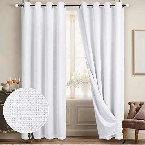 Diraysid 100% Blackout Curtains White Linen Curtains for Bedroom Grommet Thermal Insulated Room D... | Amazon (US)