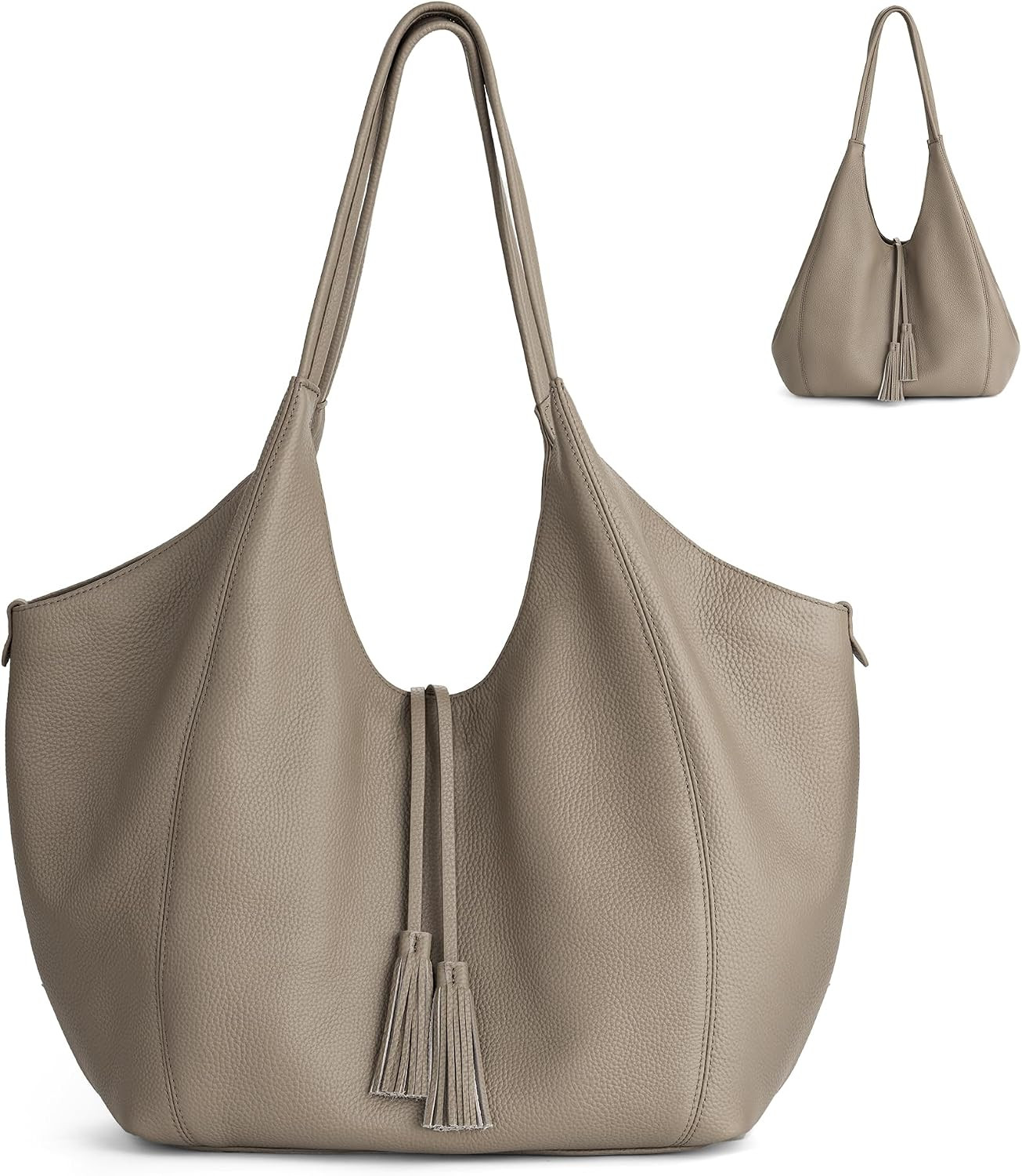 befen Soft Genuine Leather Slouchy Tote Hobo Shoulder Bag for Women Travel | Amazon (US)