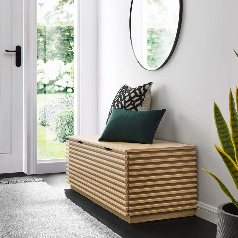 Render 47" Wood Grain Storage Bench by Modway | Wayfair North America