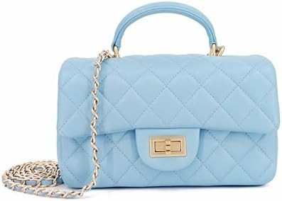 Small Quilted Crossbody Bag for Women, Genuine Leather Mini Shoulder Flap Purse with Gold Chain S... | Amazon (US)