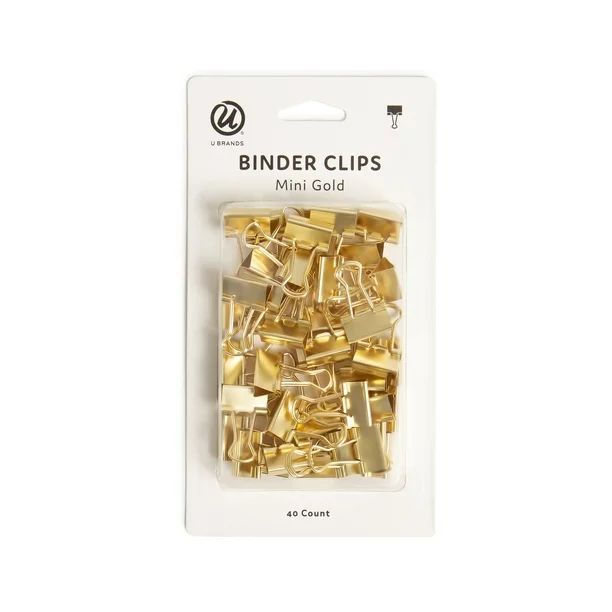 U Brands Binder Clips, Paper Clamps, 15mm, Mini, Gold Finished Steel, Paper Organization, 40 Coun... | Walmart (US)