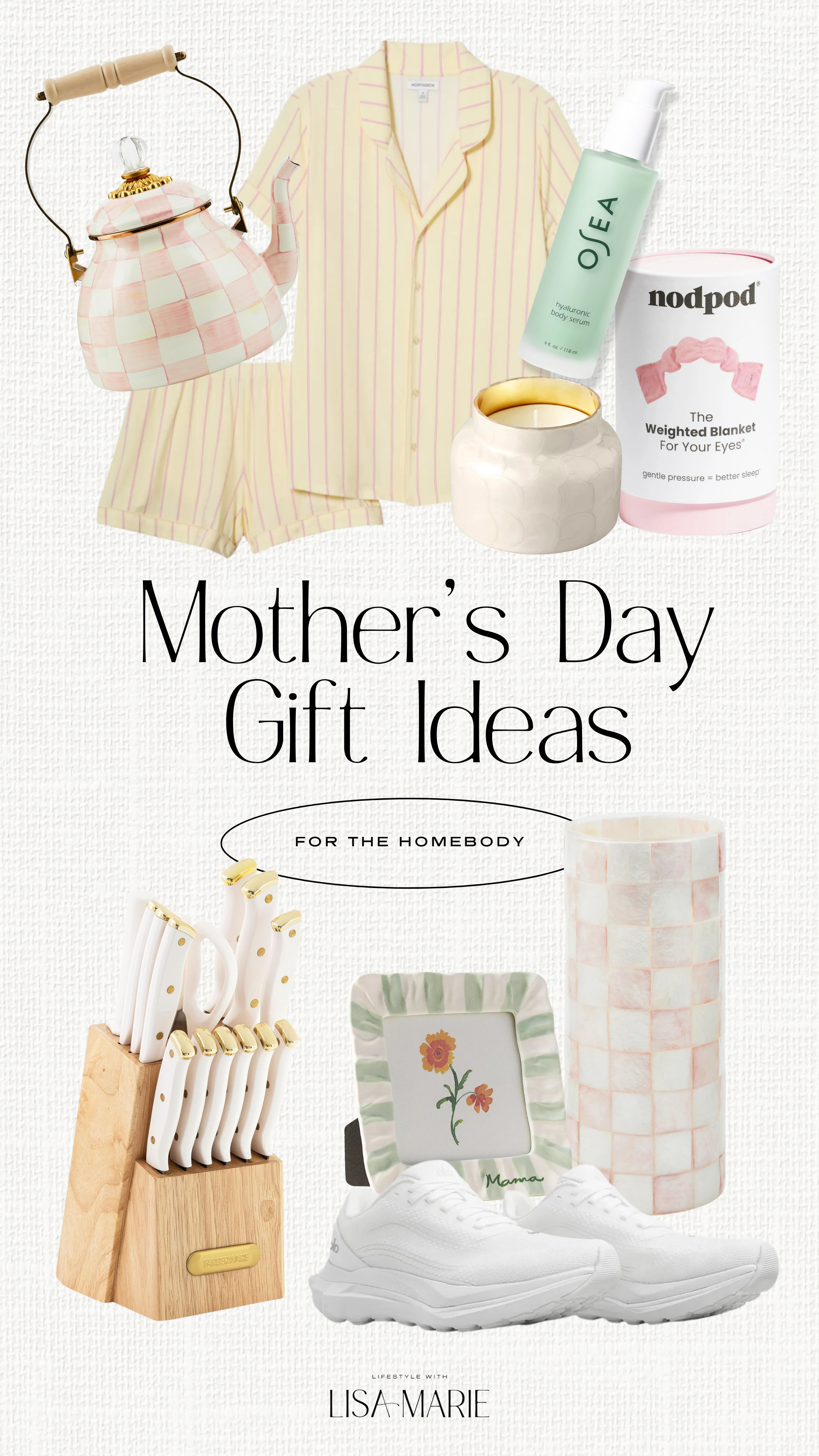 Mother's Day gift ideas for the homebody who likes self-care, relaxation, beauty, home decor, cooking and lounging. Luxe tea kettle, candles, kitchenware, picture frames and vases. Soft luxe pajamas.  

 

#LTKMothersDay #LTKmomlife #LTKPetite