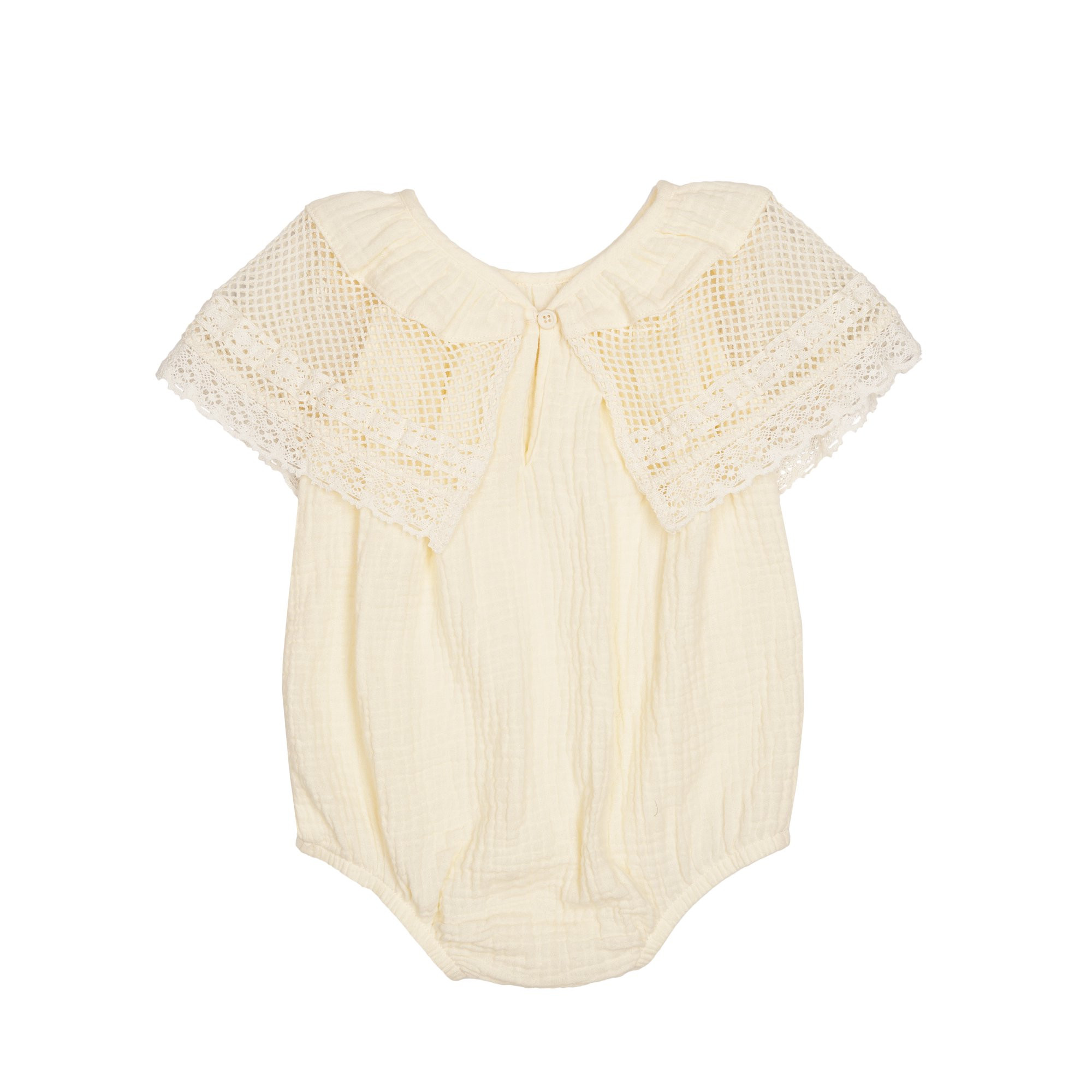 Modern Moments By Gerber Baby Girl Cotton Romper with Lace Sleeves, Sizes 0/3 Months - 24 Months | Walmart (US)