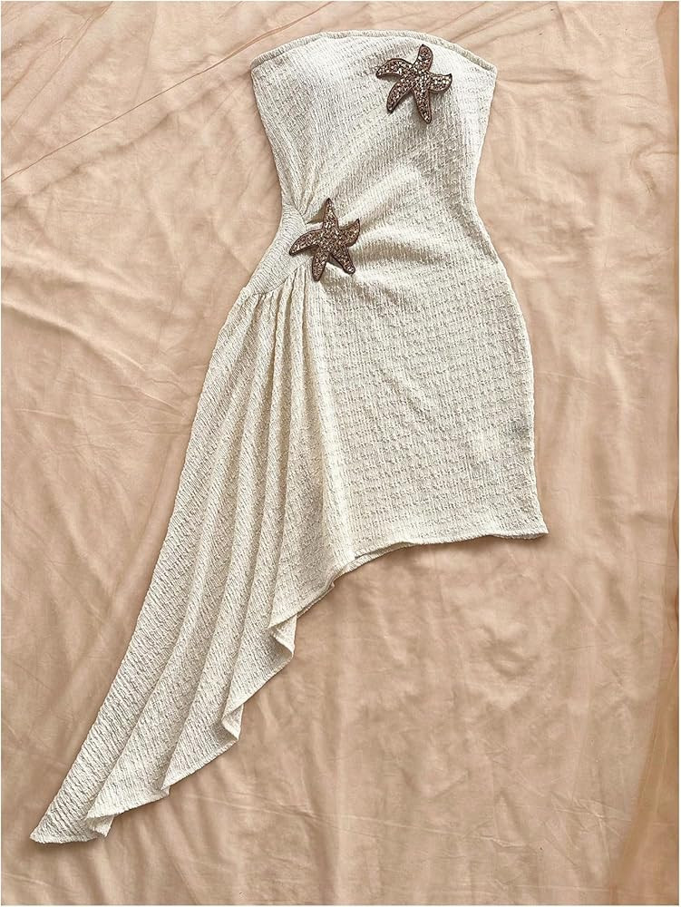 Floerns Women's Summer Sundress Metal Starfish Asymmetrical Hem Tube Beach Vacation Clothes | Amazon (US)