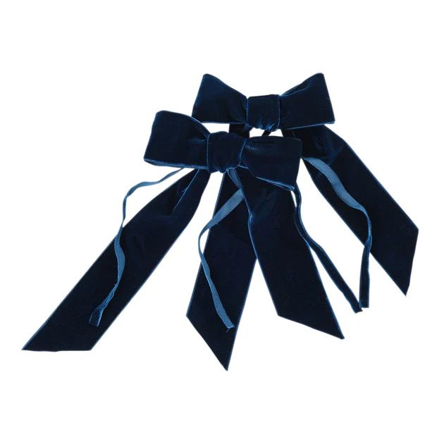 Navy Blue Velvet Bow - Set of 2 | Cailini Coastal