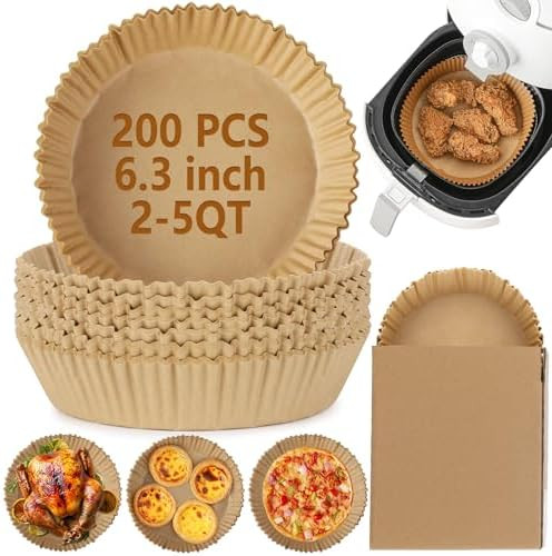 200Pcs Air Fryer Disposable Paper Liner, Round Non-Stick Air Fryer Liners Parchment Paper for Bak... | Amazon (US)