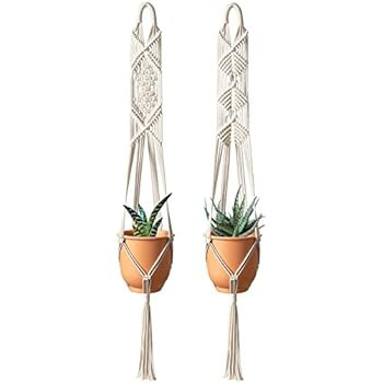 Mkono Macrame Plant Hanger Hanging Planter Wall Art Boho Home Decor 41 Inches, Set of 2 | Amazon (US)