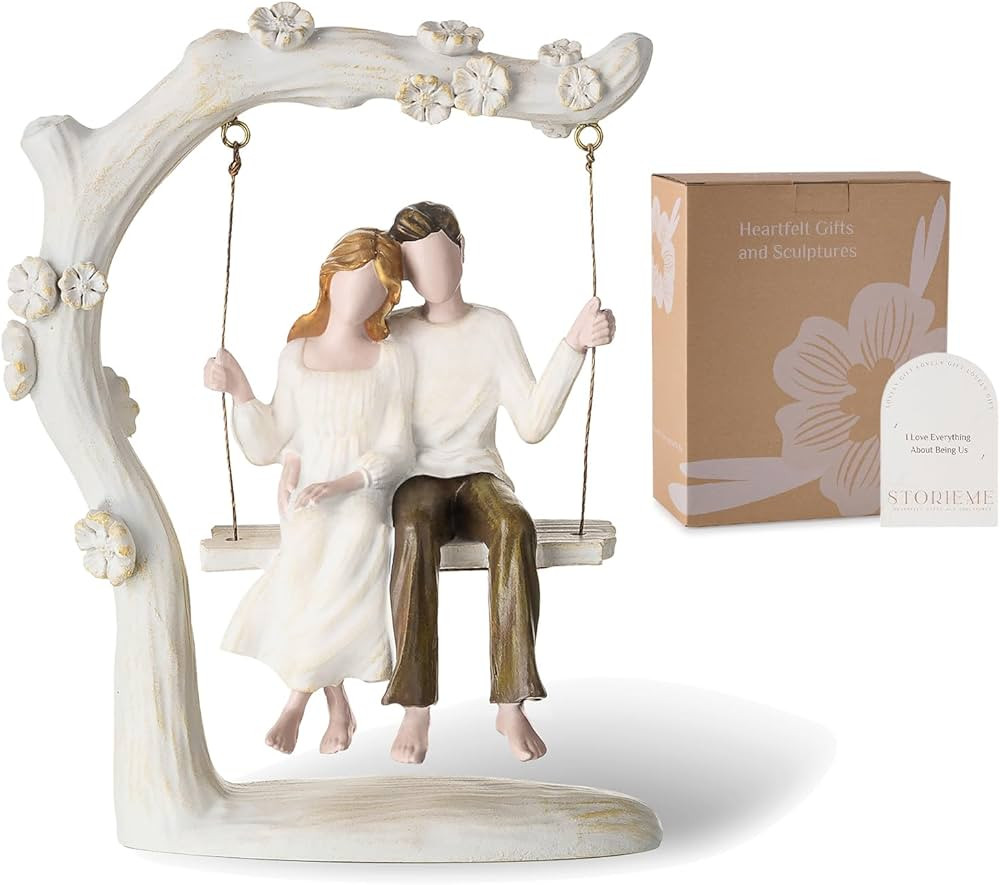 Couple Figurines Gifts for Wedding Anniversary: Romantic Couples Swing Resin Statue for Her Girlf... | Amazon (US)