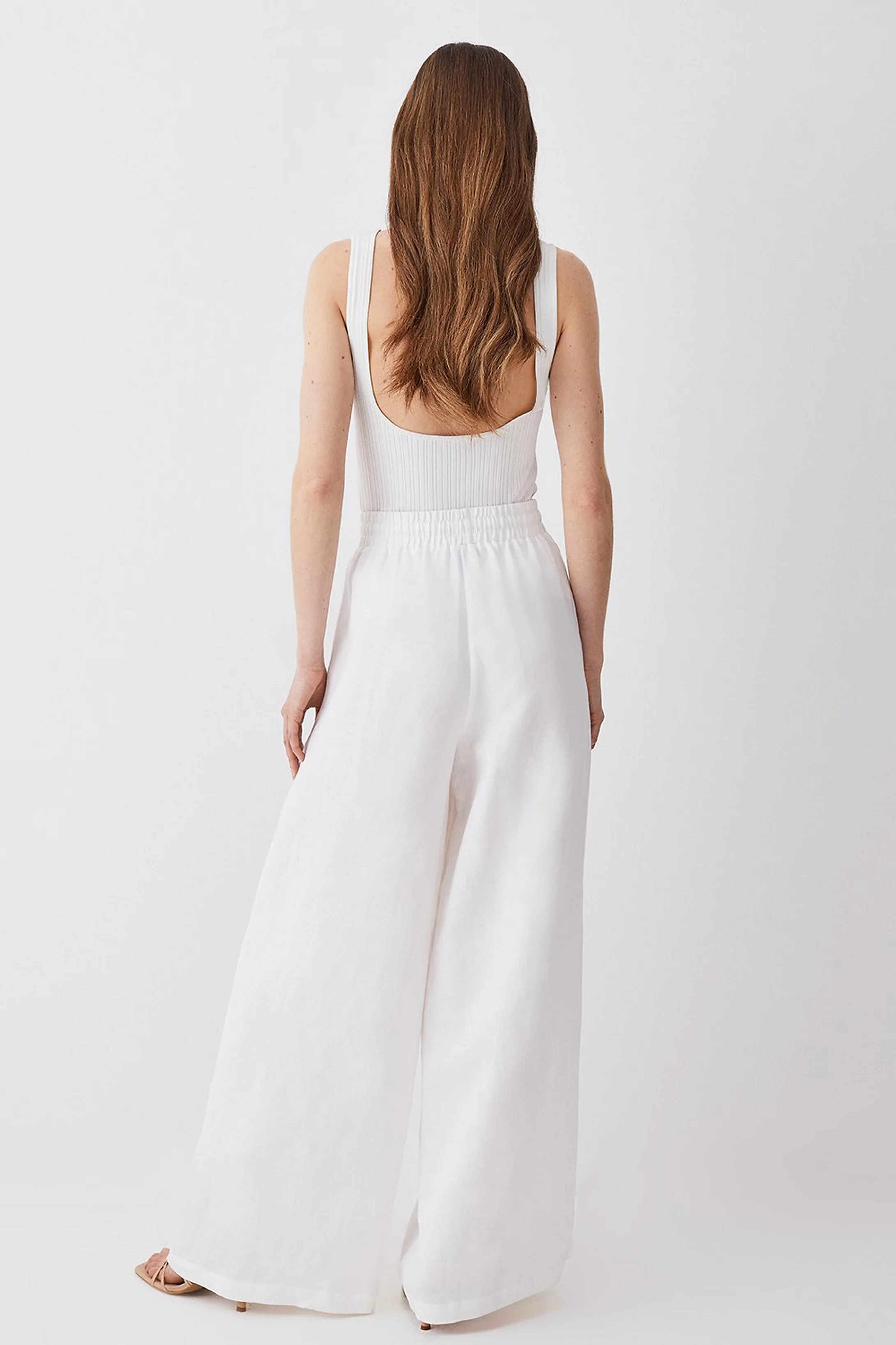 Linen Wide Leg Woven Trouser | Karen Millen UK + IE + DE + NL