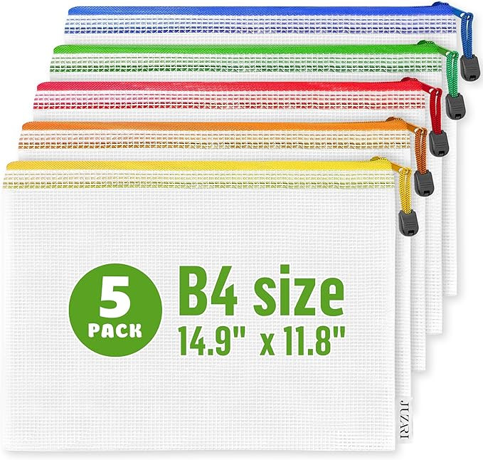 5 Pack Large Plastic Zipper Pouches B4 (12х15in) for Puzzle & Board Game Storage Bags - Mesh Zip... | Amazon (US)