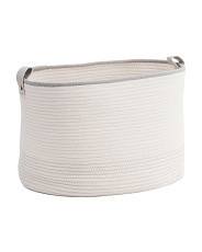 Large Cotton Rope Oval Basket With Zig Zag Stitch Accent | TJ Maxx