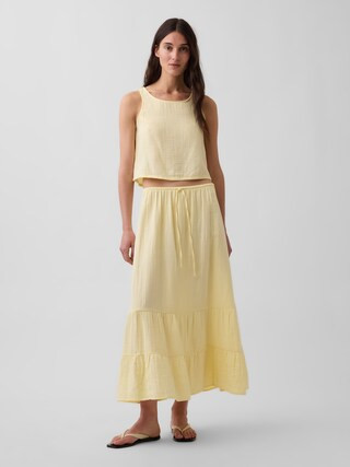 Cotton Gauze Tiered Easy Maxi Skirt | Gap (US)