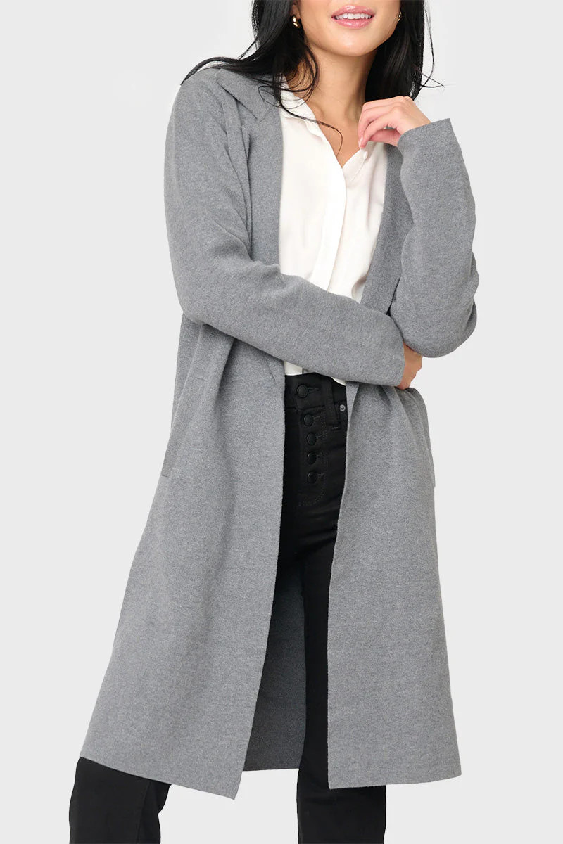 Notch Collar Double Knit Long Cardigan | Gibson