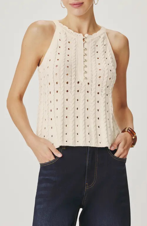 Splendid Foster Sleeveless Cotton Sweater in Shell White at Nordstrom, Size Medium | Nordstrom