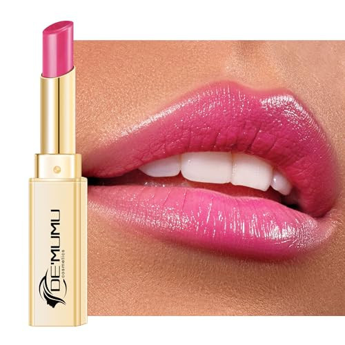 DE'MUMU Pink Lipstick for Women Hydrate Glossy Lipstick Moisture Lip Gloss Sheer-Medium Coverage Hot Pink Shine Tinted Lip Balm for Dry Lips, DM89 Hot Pink | Amazon (US)
