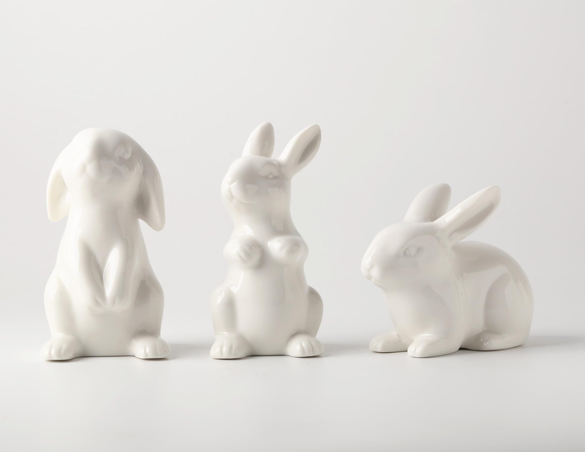 Ceramic White Rabbits Easter Bunny Decorations - Porcelain Bunny Rabbit Figurines for Easter Deco... | Amazon (US)