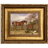 Framed Equestrian Oil Painting Print On Canvas, Horses & Dogs, English Country Decor | Etsy (US)