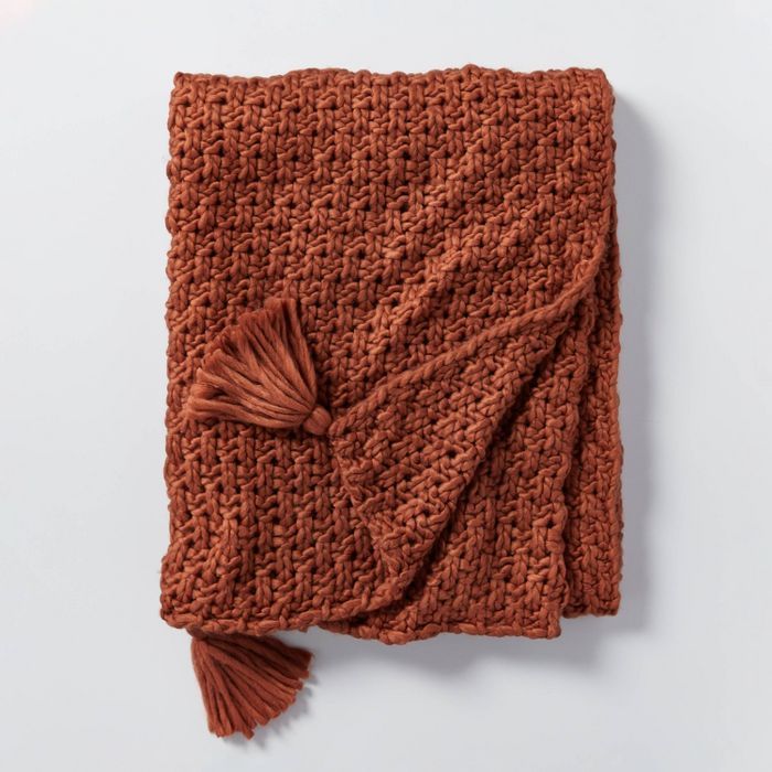 Chunky Knit Throw Blanket Rust - Threshold&#8482; designed with Studio McGee | Target