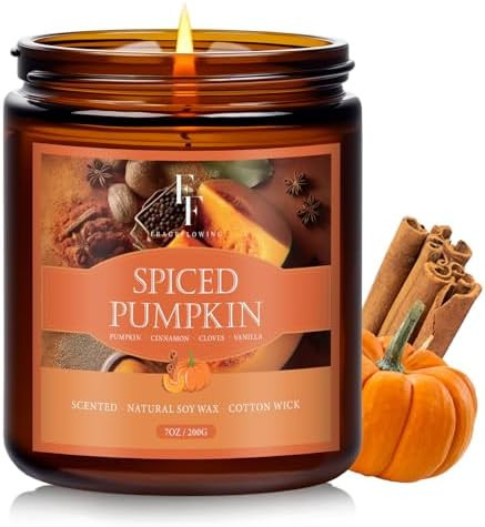 Fall Candle, Spiced Pumpkin Scented Candles for Home, Natural Soy Autumn Candle Aromatherapy Cand... | Amazon (US)