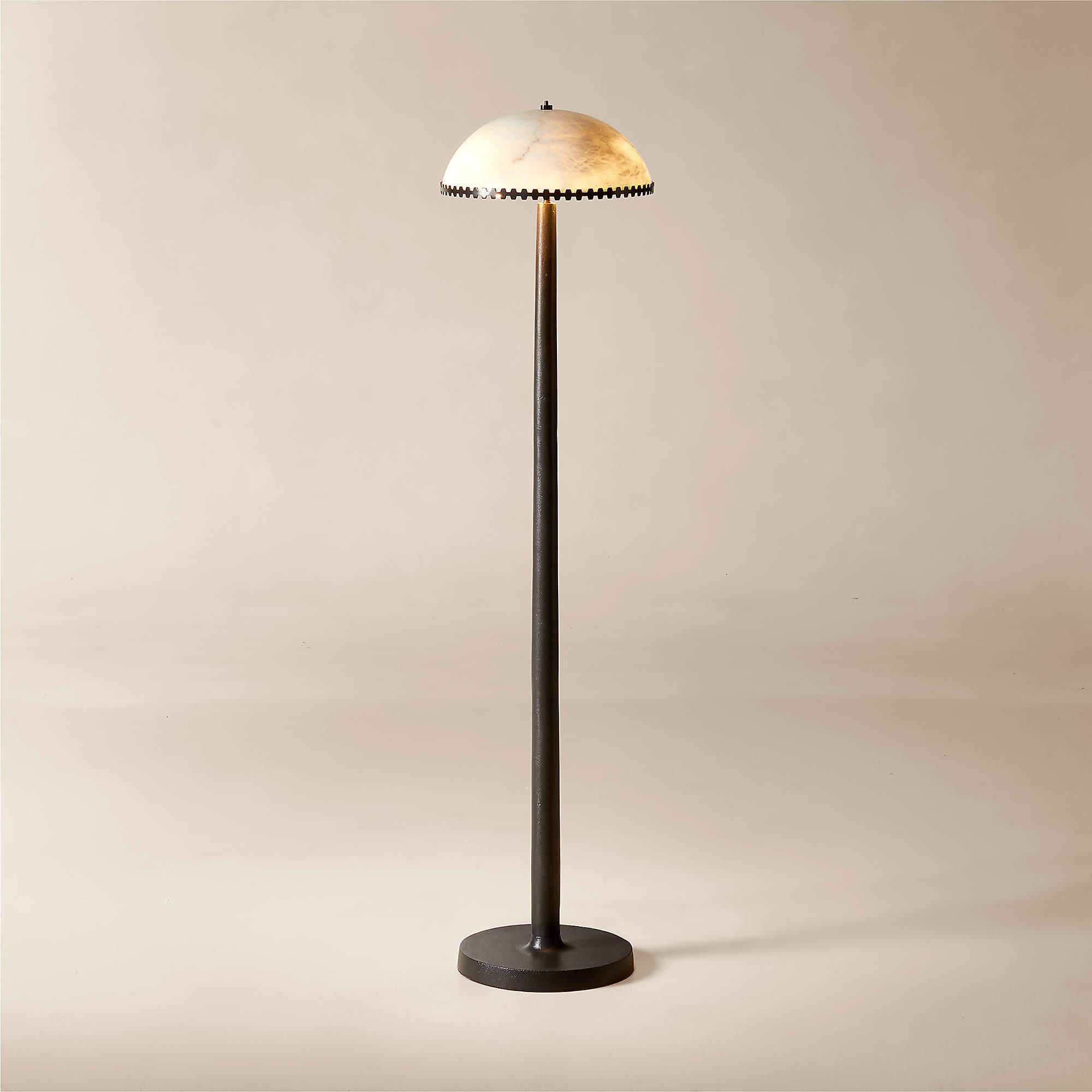 Oceana Black Metal Floor Lamp with Alabaster Shade | CB2 | CB2