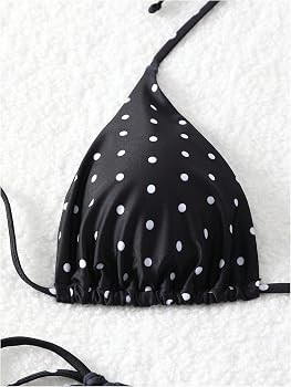 SOLY HUX Women's Polka Dots Print Bathing Suit Halter Triangle Tie Side Bikini Sets Two Piece Swi... | Amazon (US)