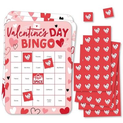 Big Dot of Happiness Happy Valentine's Day - Bingo Cards and Markers - Valentine Hearts Party Sha... | Target