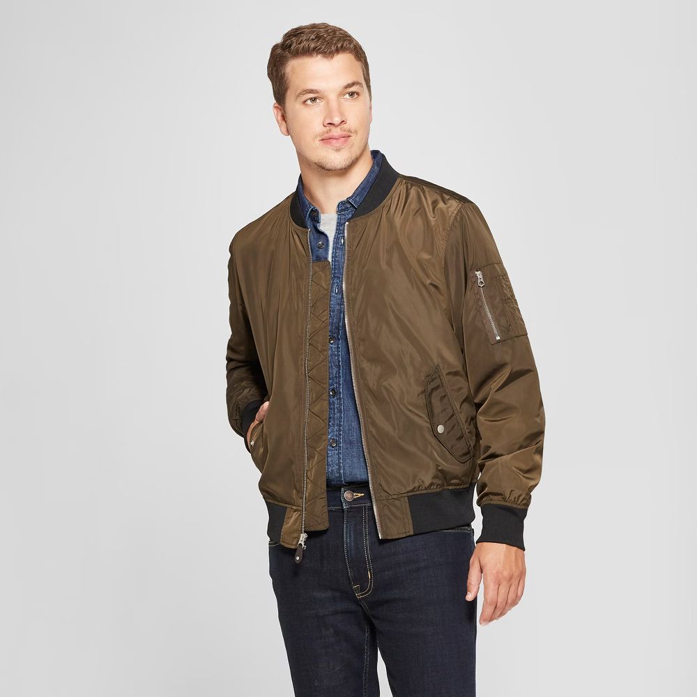 Men's Matte Bomber Jacket - Goodfellow & Co Mysterious Forest Green M, Size: Medium, Mysterious Green Green | Target