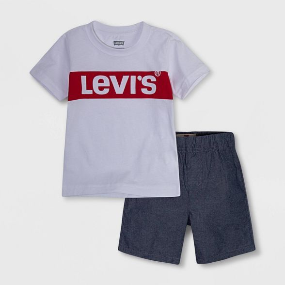 Levi's® Toddler Boys' 2pc Knit Short Sleeve T-Shirt and Woven Pull-On Short Set - White | Target