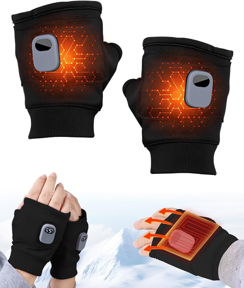 Rechargeable Heated Gloves for Women Men, 2026 Upgraded Smart Thermostatic Fingerless Heating Glo... | Amazon (US)