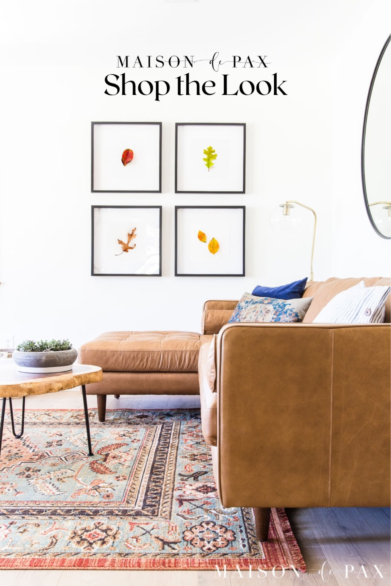 Looking for a rustic fall look? These pieces will add simplistic fall elegance to your home. Fall leaves print, mirror, leather sofa, pottery barn pillow, lumbar pillow, rug, succulent 

#LTKfamily #LTKhome #LTKSeasonal