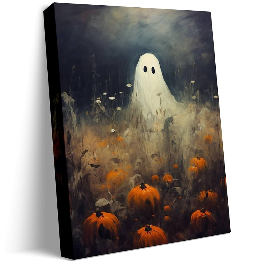 Halloween Canvas Wall Art Ghost in the Pumpkin Field Painting - 1... | Amazon (US)