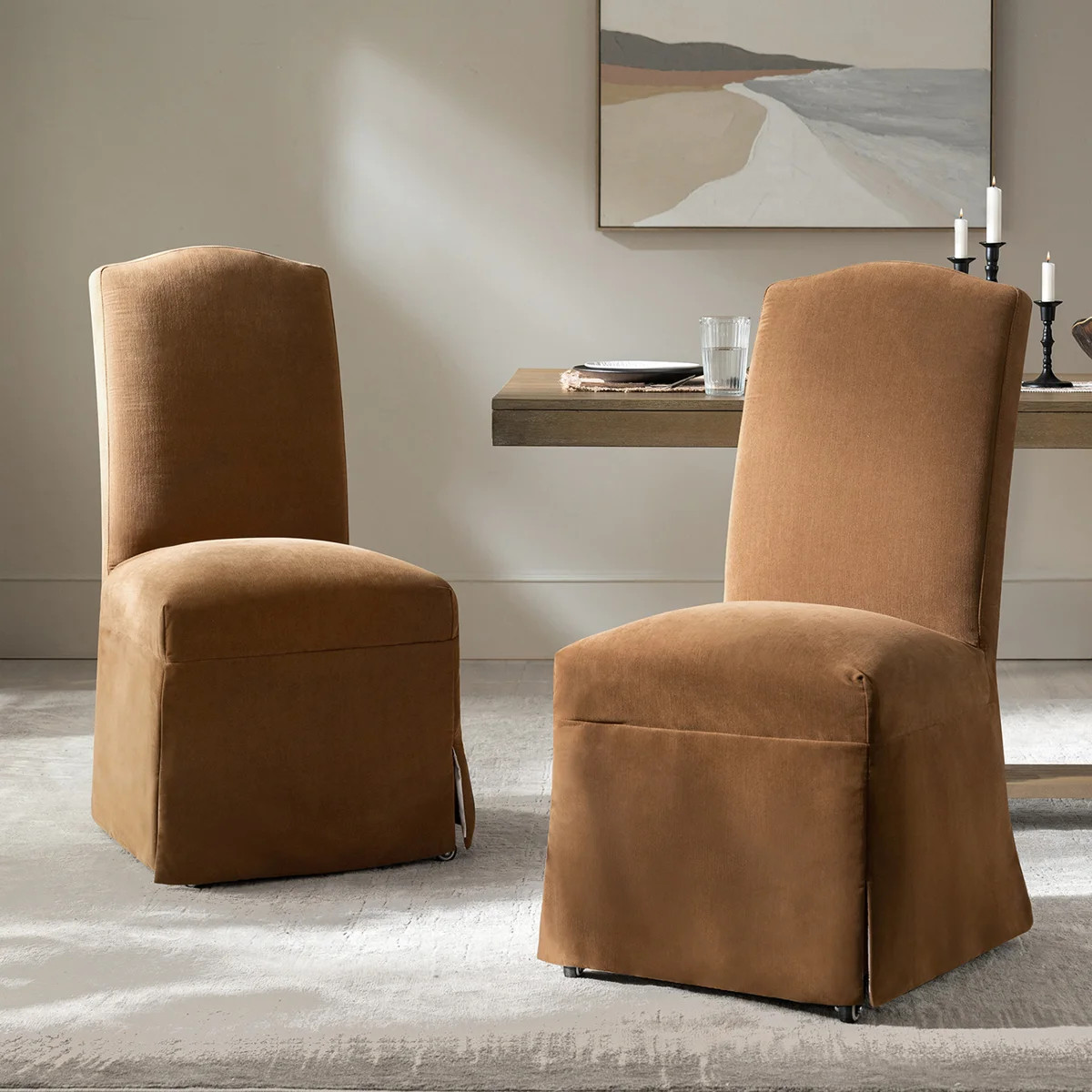 Albeniz Transitional 40"Tall Solid Wood Legs Dining Chair with Removable Slipcover (Set of 2) | Wayfair North America