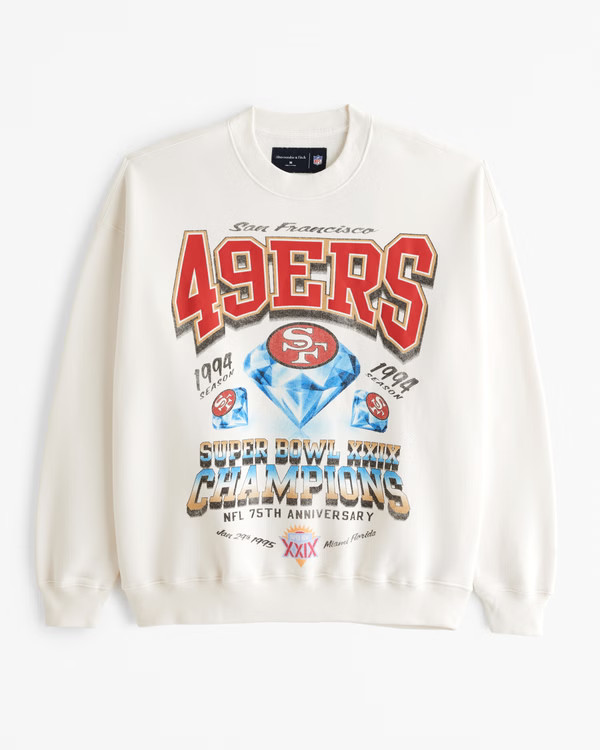 Men's San Francisco 49ers Graphic Crew Sweatshirt | Men's Tops | Abercrombie.com | Abercrombie & Fitch (US)