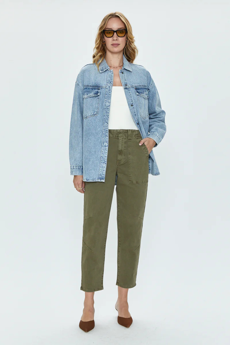 Pamela High Rise Straight Trouser - Dark Olive | Pistola Denim