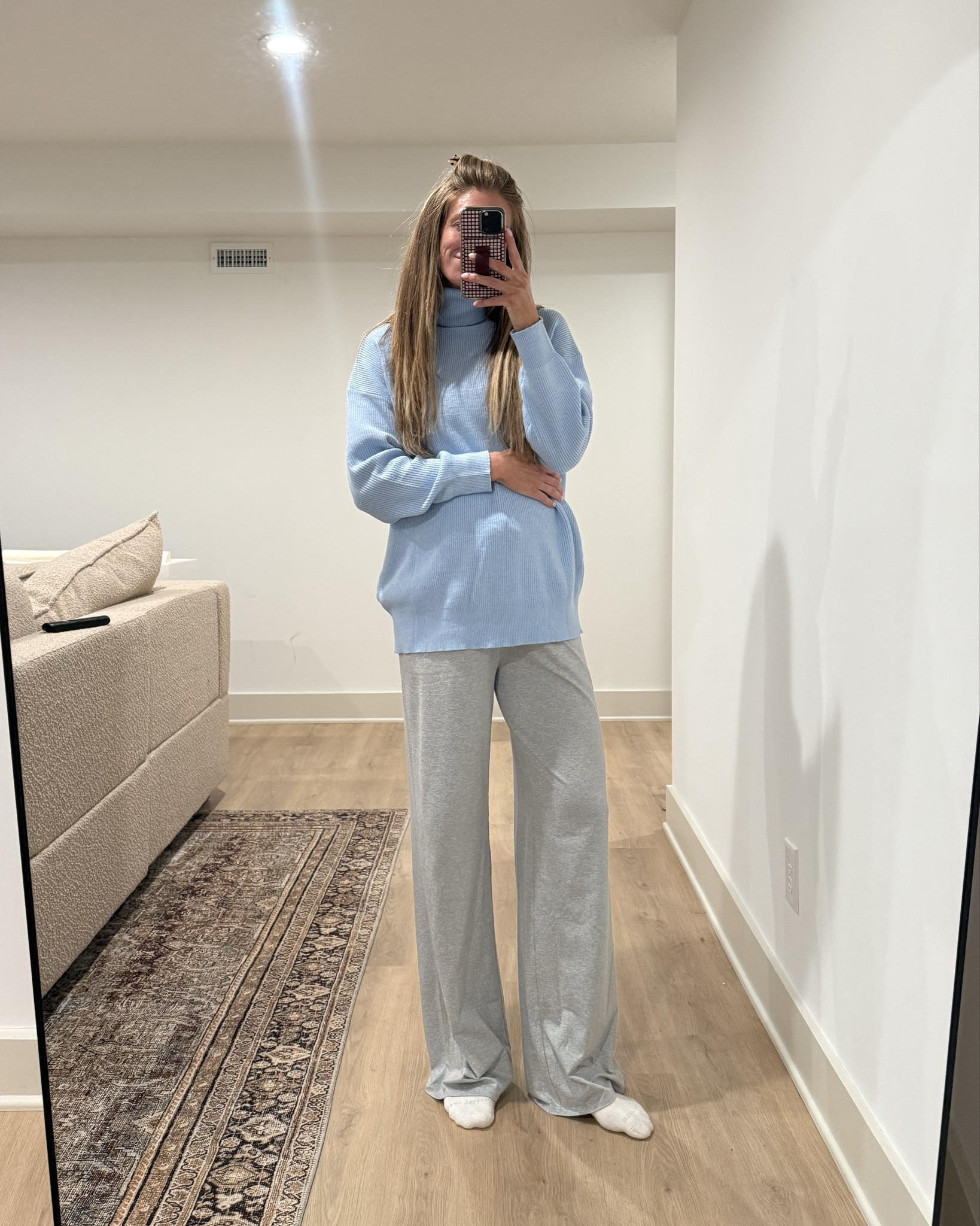 Comfy wfh outfit for pregnancy!
Size medium in ribbed turtleneck 
Medium tall in wideleg lounge pants for bump! 



Bump friendly, Vuori, tall girl friendly, tall sizes, loungewear 

#LTKTall #LTKootd #LTKBump