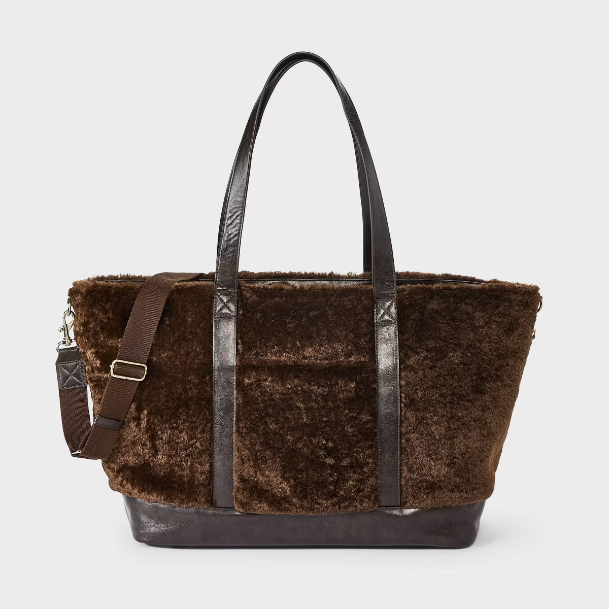 Faux Shearling Weekender Bag - Universal Thread\u2122 Brown | Target