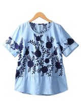 'Tilly' Blue Embroidered Top | Goodnight Macaroon