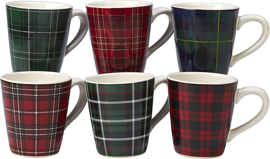 Certified International Christmas Plaid 16 oz. Mug, Set of 6 Assorted Designs | Amazon (US)