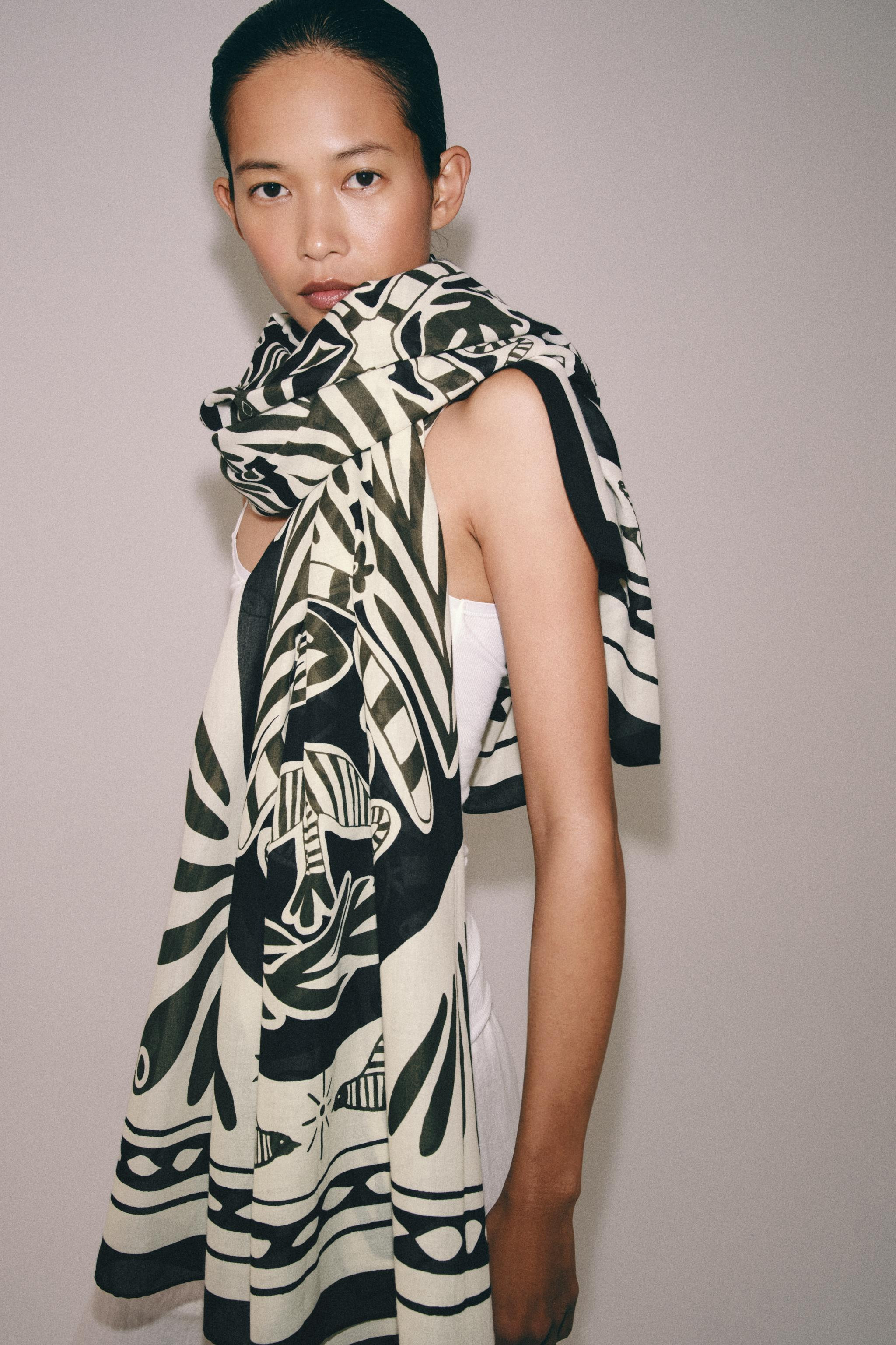 PRINTED COTTON SCARF | Zara US