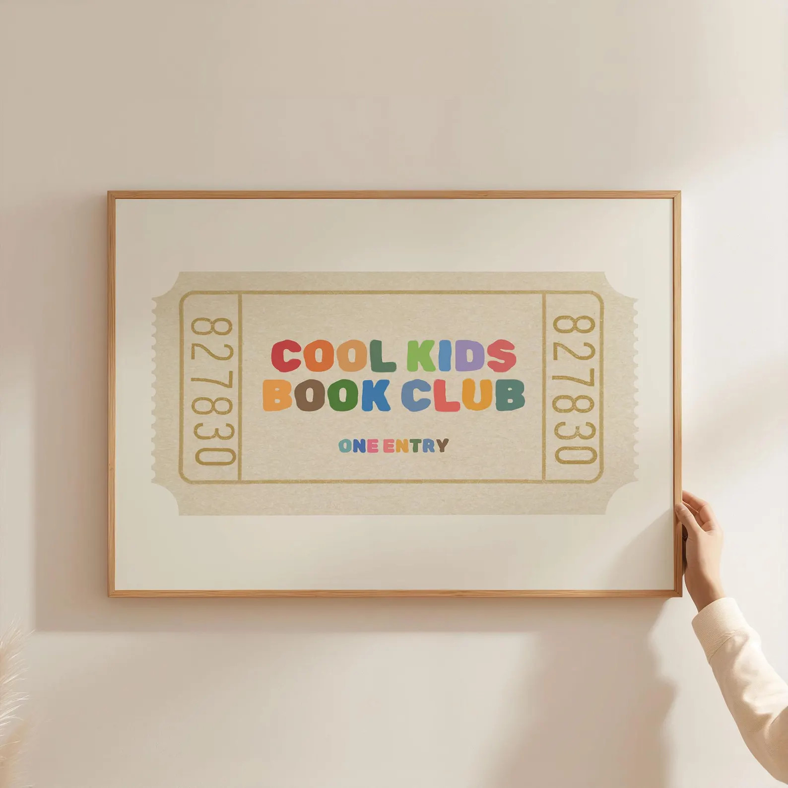 Cool Kids Book Club Nursery Ticket Print, Colourful Digital Download, Beige Landscape Wall Art, K... | Etsy (Global)