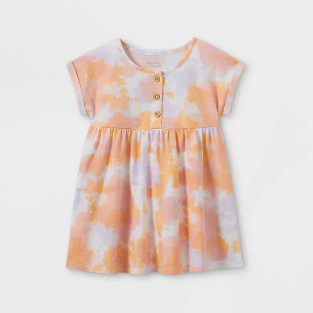 Grayson Mini Toddler Girls' Tie-Dye Henley Knit Dress - Pink | Target