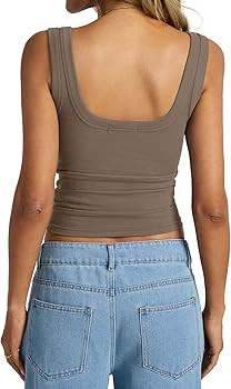 EasyGala Womens Cotton Ribbed Square Neck Tank Tops Basic Backless Sleeveless Summer Cami Shirts ... | Amazon (US)