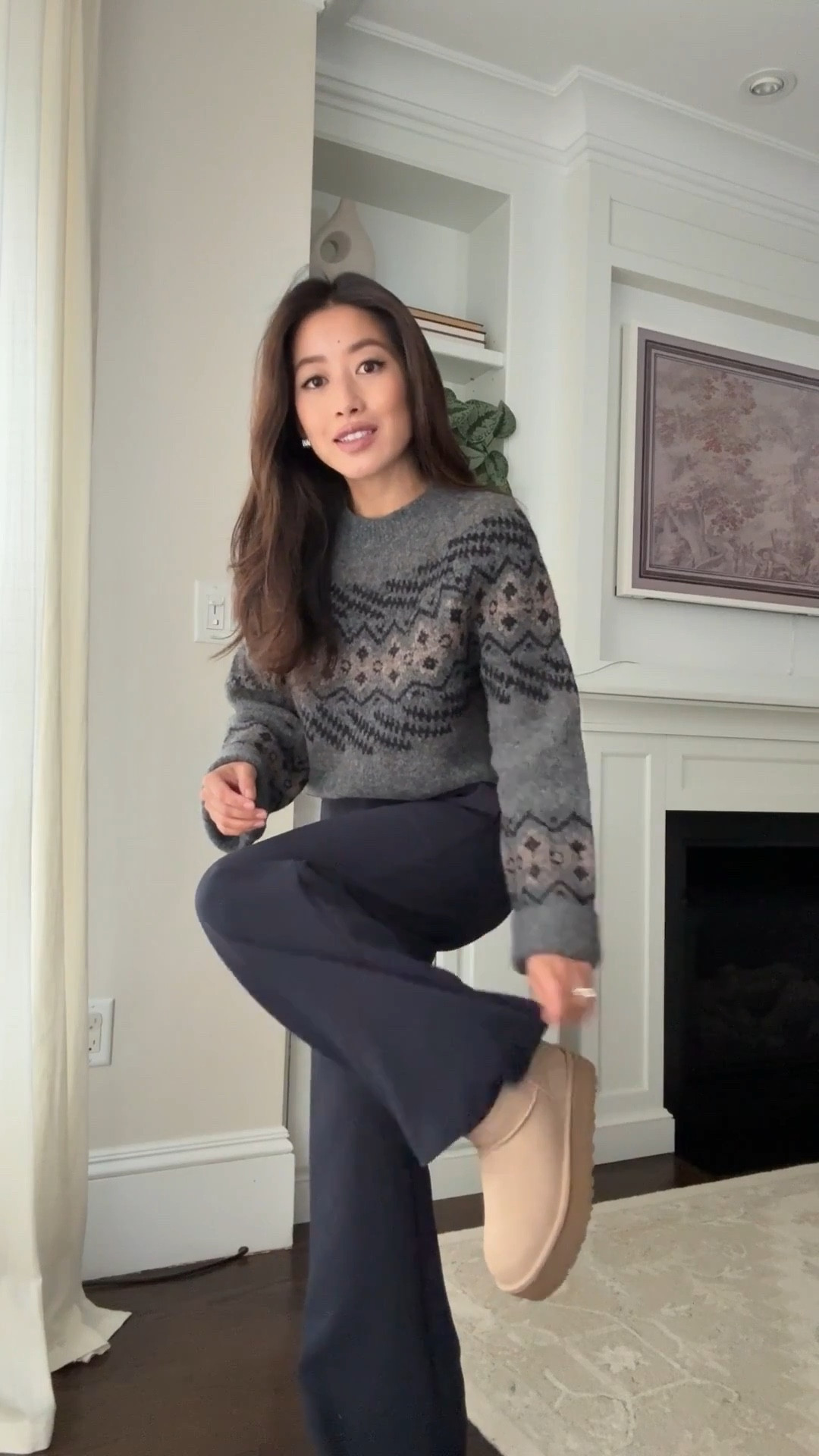 This sweater also comes in a shorter more petite friendly version , linked below under similar!

Cozy fall outfit - these sweaters are thick, plush and comes in tons of patterns 

• Aritzia Fair Isle sweater 2XS, warm weight knit with an oversized relaxed fit, full length that is hip length on me

• Aritzia lodge trousers 2XS short, drapey fluid fabric , stretch waist, wrinkle resistant,  short length for petites 

• UGG classic mini platform kids boots sz 4 big kids = women’s 6 a little loose on me

Comfy casual holiday outfit, petite friendly, fall outfit


#LTKPetite #LTKHoliday #LTKTravel