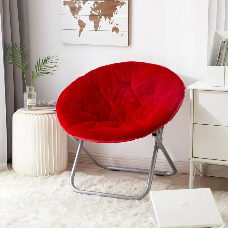 Mainstays Faux Fur Saucer™ Chair, Red | Walmart (US)